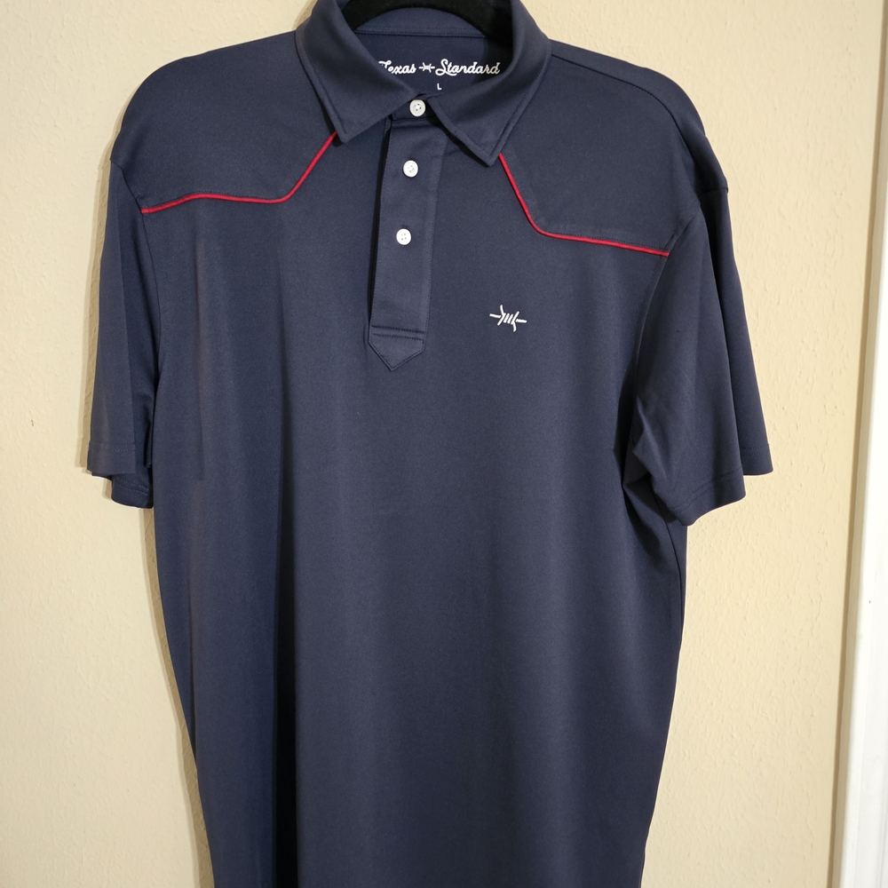 Navy Polo Shirt with Red Accents